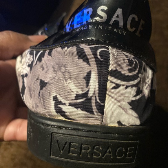 Versace Black and White Floral Sneakers - Picture 6 of 16
